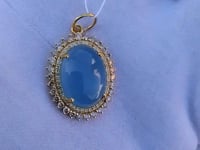Oval 14k Solid Gold Diamond Pendants