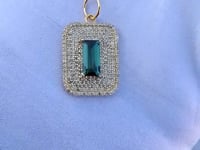 Rectangle 14k Solid Gold Diamond Pendants