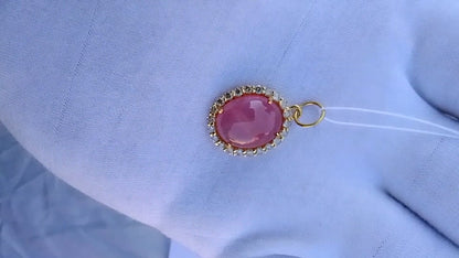 Oval 14k Solid Gold Diamond Pendants