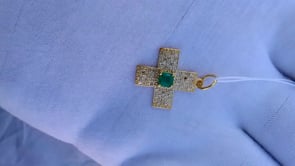 Cross 14k Solid Gold Diamond Pendants