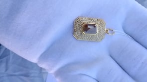 Rectangle 14k Solid Gold Diamond Pendants