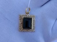 Rectangle 14k Solid Gold Diamond Pendants