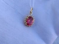 Oval 14k Solid Gold Diamond Pendants