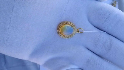 Oval 14k Solid Gold Diamond Pendants
