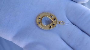 Oval 14k Solid Gold Diamond Pendants