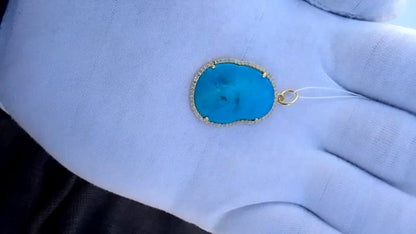 Turquoise 14k Solid Gold Diamond Pendants