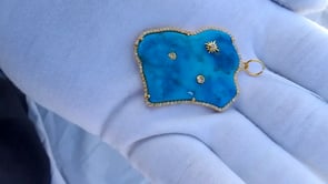 Turquoise 14k Solid Gold Diamond Pendants