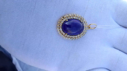 Oval 14k Solid Gold Diamond Pendants