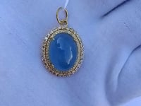 Oval 14k Solid Gold Diamond Pendants