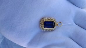 Rectangle 14k Solid Gold Diamond Pendants