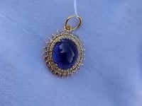Oval 14k Solid Gold Diamond Pendants