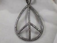 Peace pear Shape Silver Pave Diamond Pendant