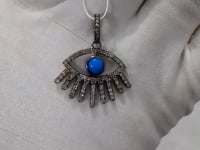 Evil Eye Silver Pave Diamond Pendant