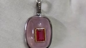 Rectangle Silver Pave Diamond Pendant