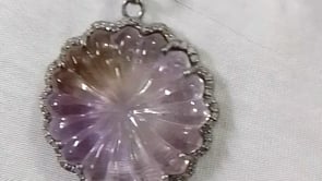 Ametrine Silver Pave Diamond Pendant