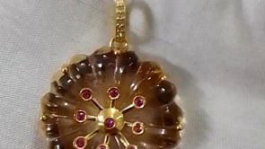 Ametrine Round Silver Pave Diamond Pendant