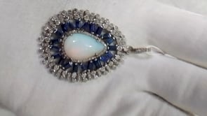 Silver Pave Diamond Pendant With Opal