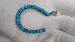 Horse shoe Silver Pave Diamond Pendant With Turquoise Stone