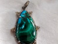 Malachite  Pave Diamond Pendant