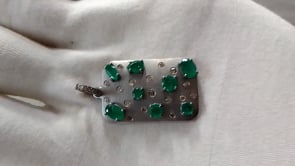 Rectangle Pave Diamond Pendant With emerald Stone
