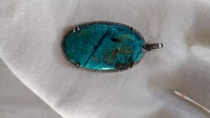 Oval Silver Pave Diamond Pendant