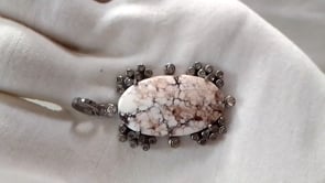 Oval Silver Pave Diamond Pendant