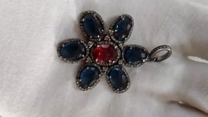 Flower Silver Pave Diamond Pendant