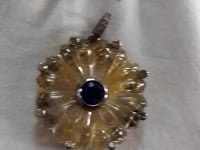 Golden Rutile Silver Pave Diamond Pendant