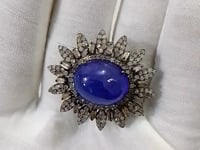 Tanzanite Silver Pave Diamond Ring .925 Oxidized Sterling Silver Diamond Ring