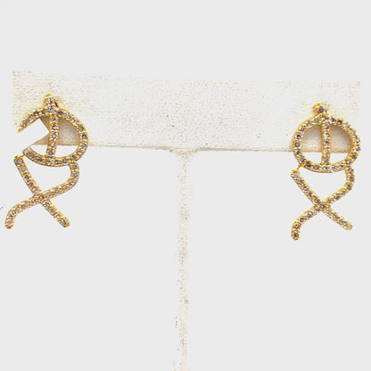 XO 14k Solid Gold Diamond Stud Earring. Genuine handmade pave diamond Earring. 14k Solid Gold Diamond Earring..
