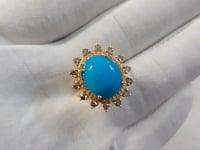 Turquoise 14k Solid Gold Diamond Rings