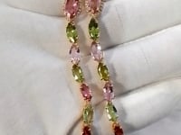 14k Gold Diamond Earring With multi Tourmaline Stone
