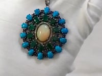 Oval Stone Pave Diamond Pendant