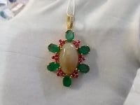 Opal Stone Pave Diamond Pendant