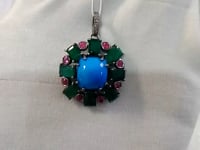 Emerald 92.5 Silver Pave Diamond Pendant