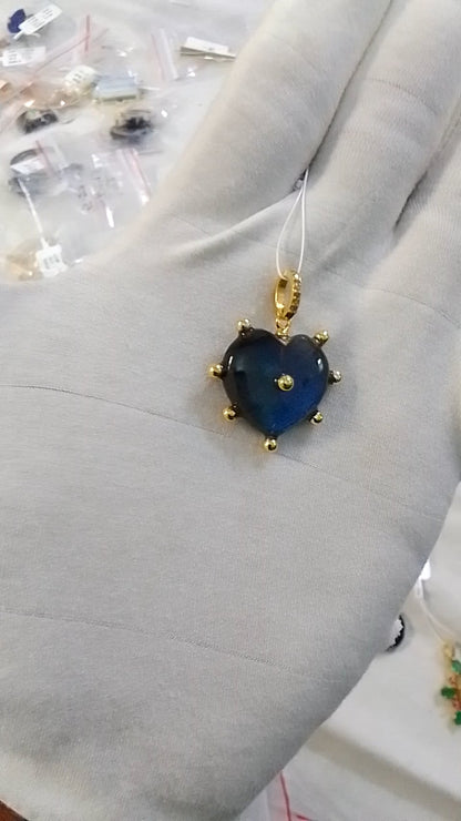 Labradorite Pave Diamond Pendant