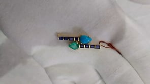 14k Solid Gold Emerald Pendant With Blue Sapphire & Turquoise Stone