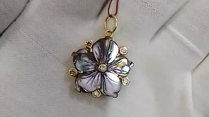 Black Pearl 14k Solid Gold Diamond Pendant