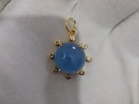 Aquamarine 14k Solid Gold Diamond Pendant
