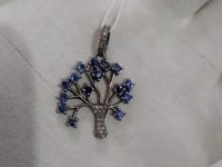Green Tsavorite Blue Sapphire Tree Diamond Pendant