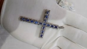Cross Shape Silver Pave Diamond Pendant