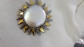 Star Silver Diamond Pendant With Pearl Stone