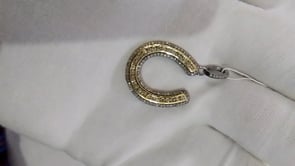 Horse Shoe shaped sterling silver pendant with Diamond Two Tone Black & Yellow Pendant