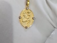 Oval Disk On Snake pendant in 925 silver with pave diamonds