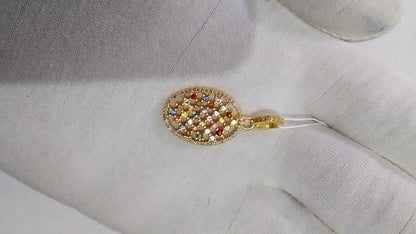 Oval Silver Pave Diamond Pendant