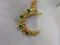 Moon Silver Diamond Pendant With Emerald Stone