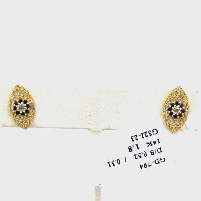 Evil Eye 14k Solid Gold Diamond Stud Earring.14k Solid Gold Diamond Earring..