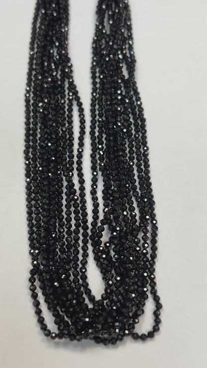 BLACK SPINEL ROUND FACETED 2-2.50 MM