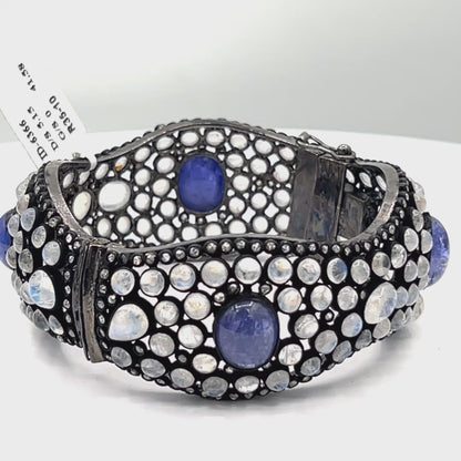 Rainbow Moonstone Tanzanite Diamond Bangle