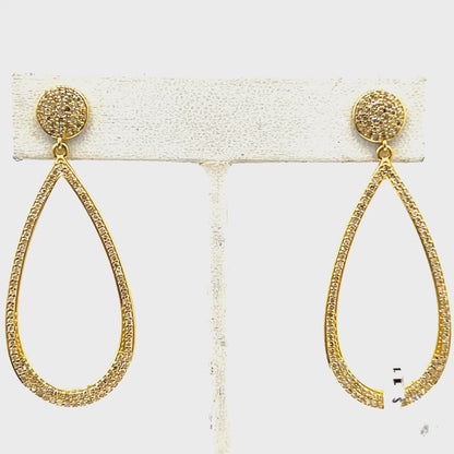 Pear Shape 14k Solid Gold Diamond Earring